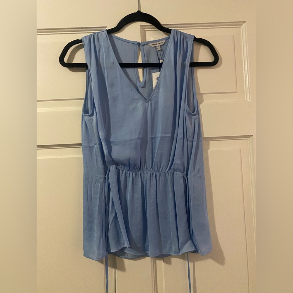 Beautiful dusty blue blouse with tie waist NWT